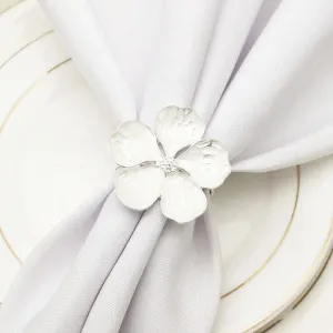 White & Silver Flower Napking Ring (4 ct)