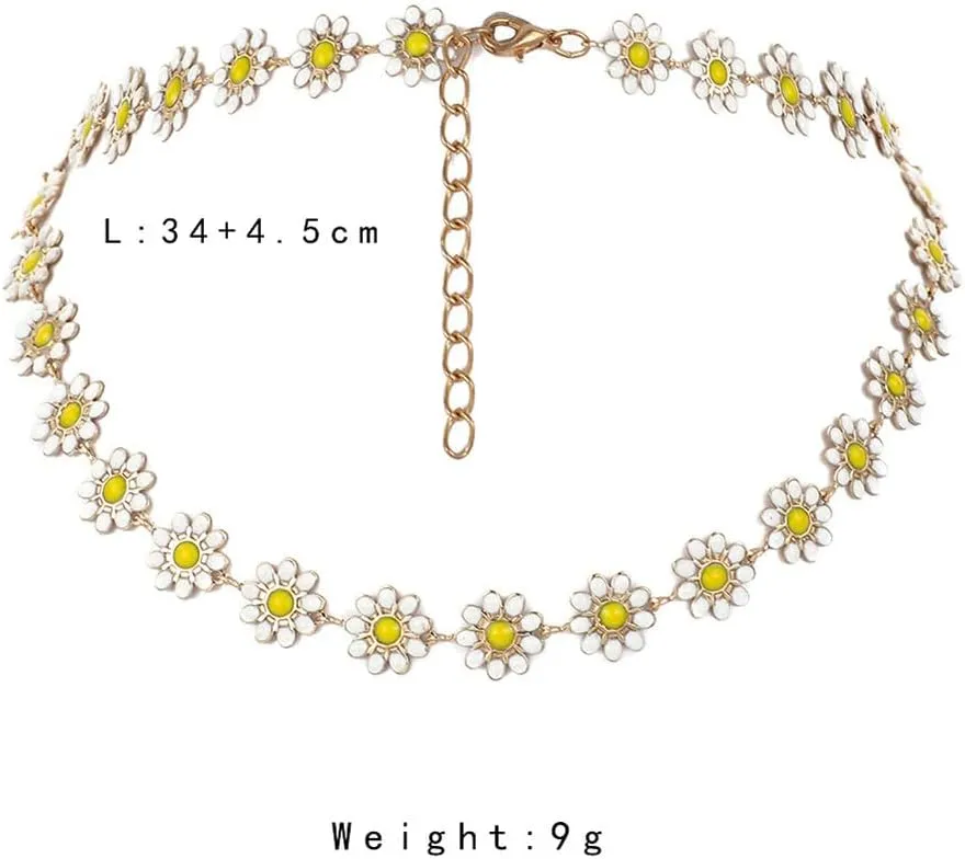 White Daisy Necklaces for Women.Flowers Daisy Choker Necklace Pearl Daisy Necklace Cute Little Daisy Sunflower Necklace for Her Gifts