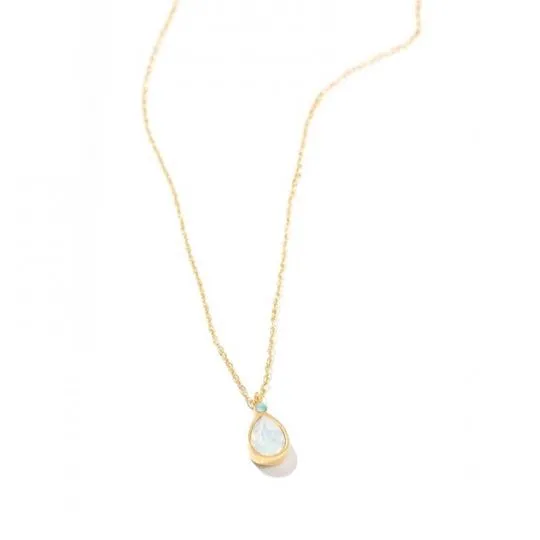 White Opal Teardrop Necklace