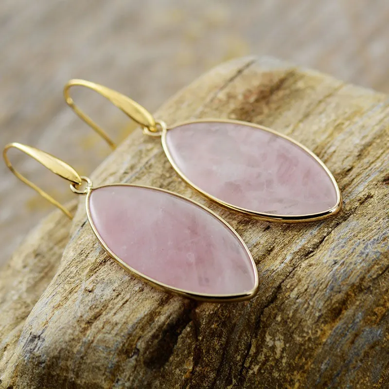 Wholesale Simple Pink Crystal Natural Stone Pendant Earrings