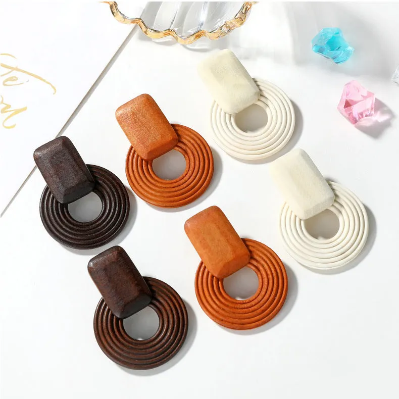 Wholesale Wooden Geometric Simple Earrings