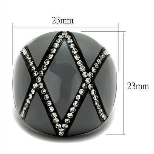 Women Stainless Steel Synthetic Crystal Rings Clear Gray
