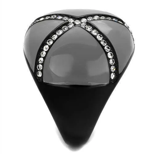 Women Stainless Steel Synthetic Crystal Rings Clear Gray