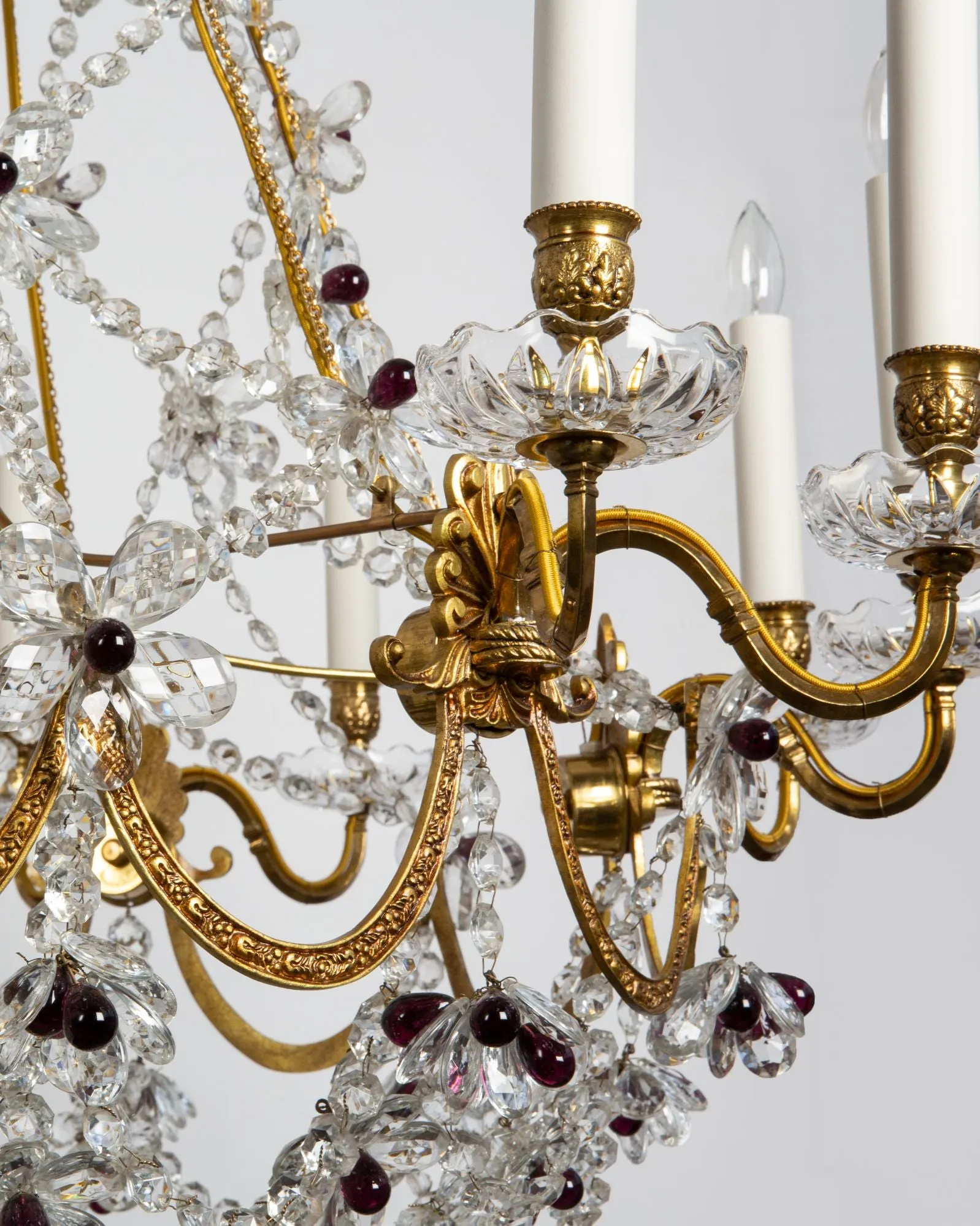 Woven Crystal and Brass Chandelier