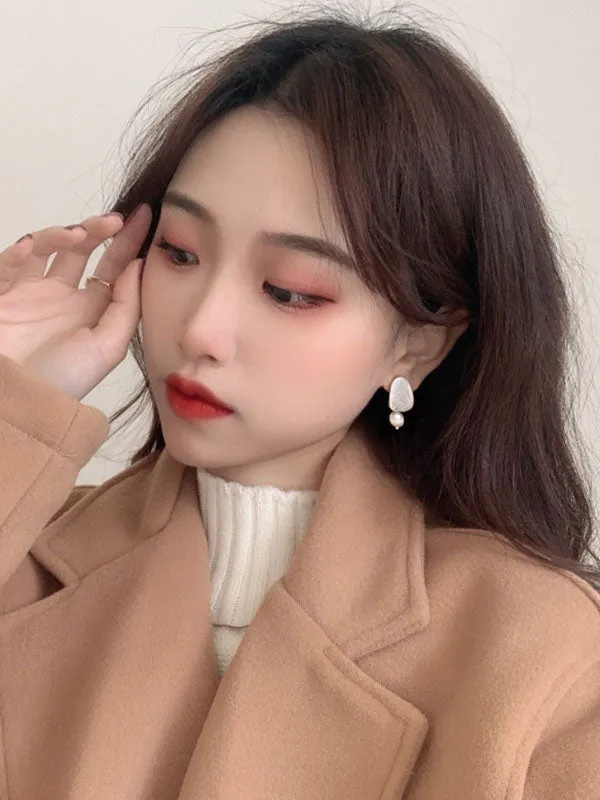 xakxx Simple Asymmetric Pearl Geometry Earrings